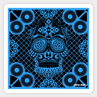 blue pattern in picnic death skull ecopop Sticker